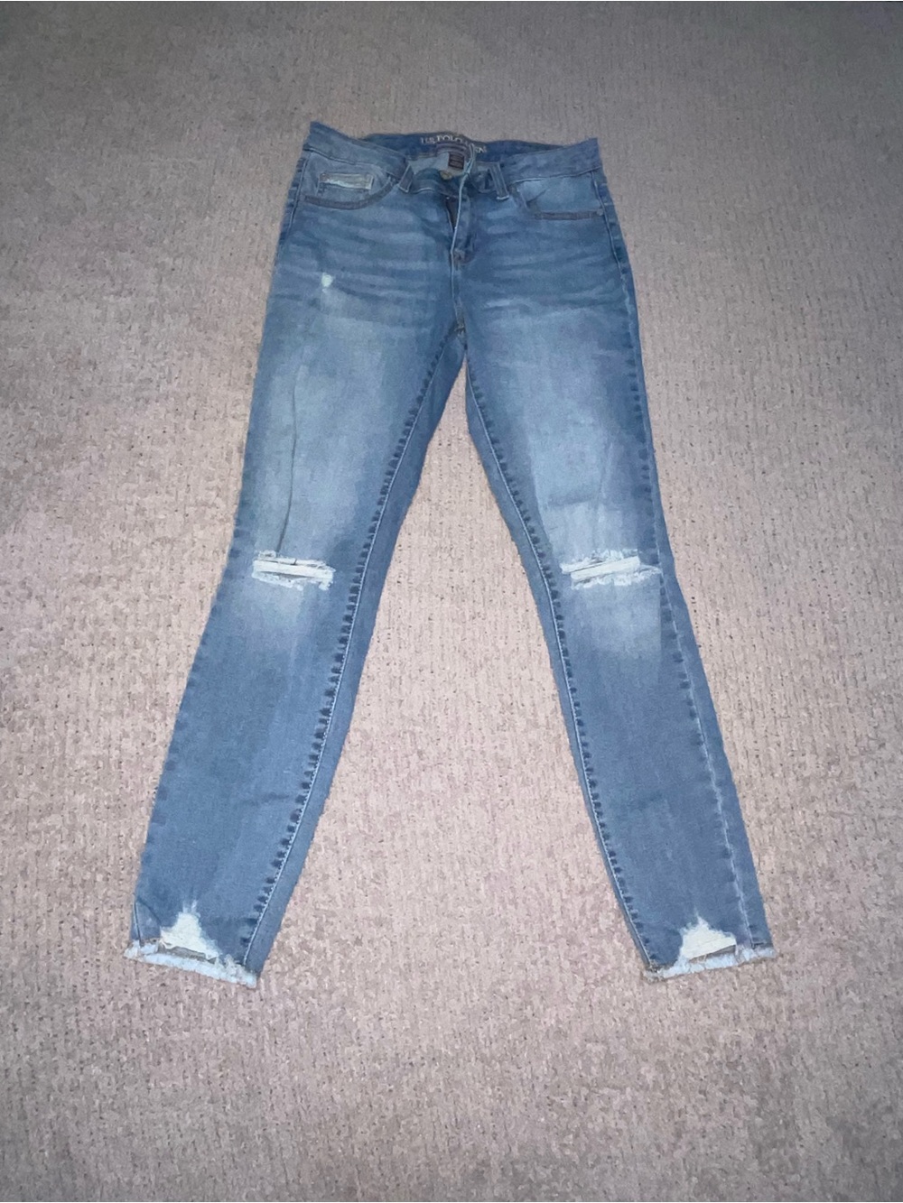 U.S. Polo Assn. Light Blue Skinny Jeans with Knee Rips